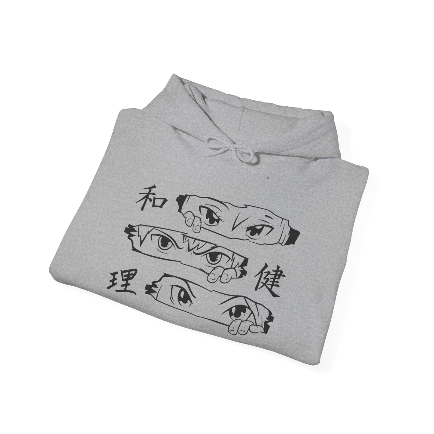 DORS —Unisex Anime Eyes Hoodie  —Minimal Monochrome Japanese Kanji Streetwear