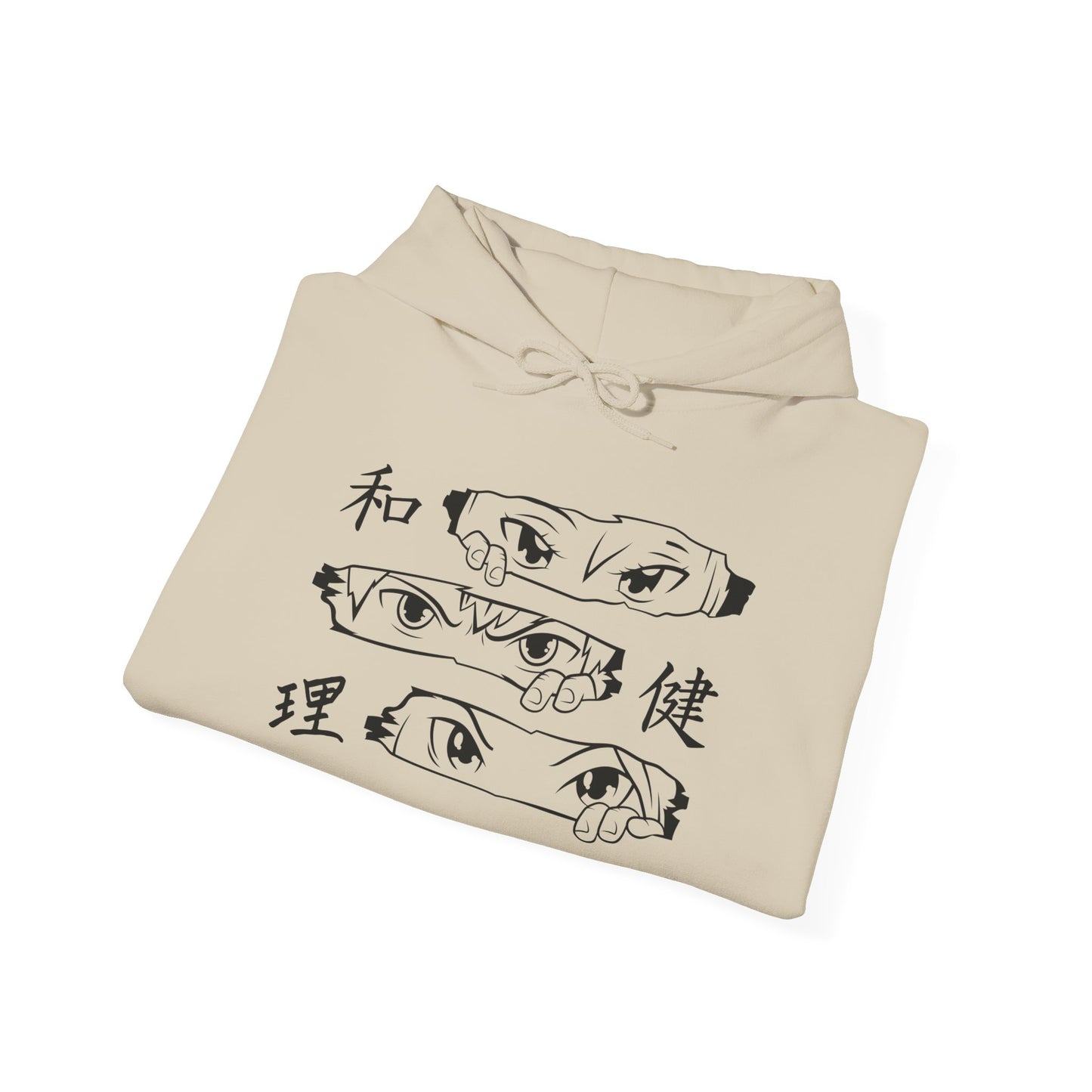 DORS —Unisex Anime Eyes Hoodie  —Minimal Monochrome Japanese Kanji Streetwear