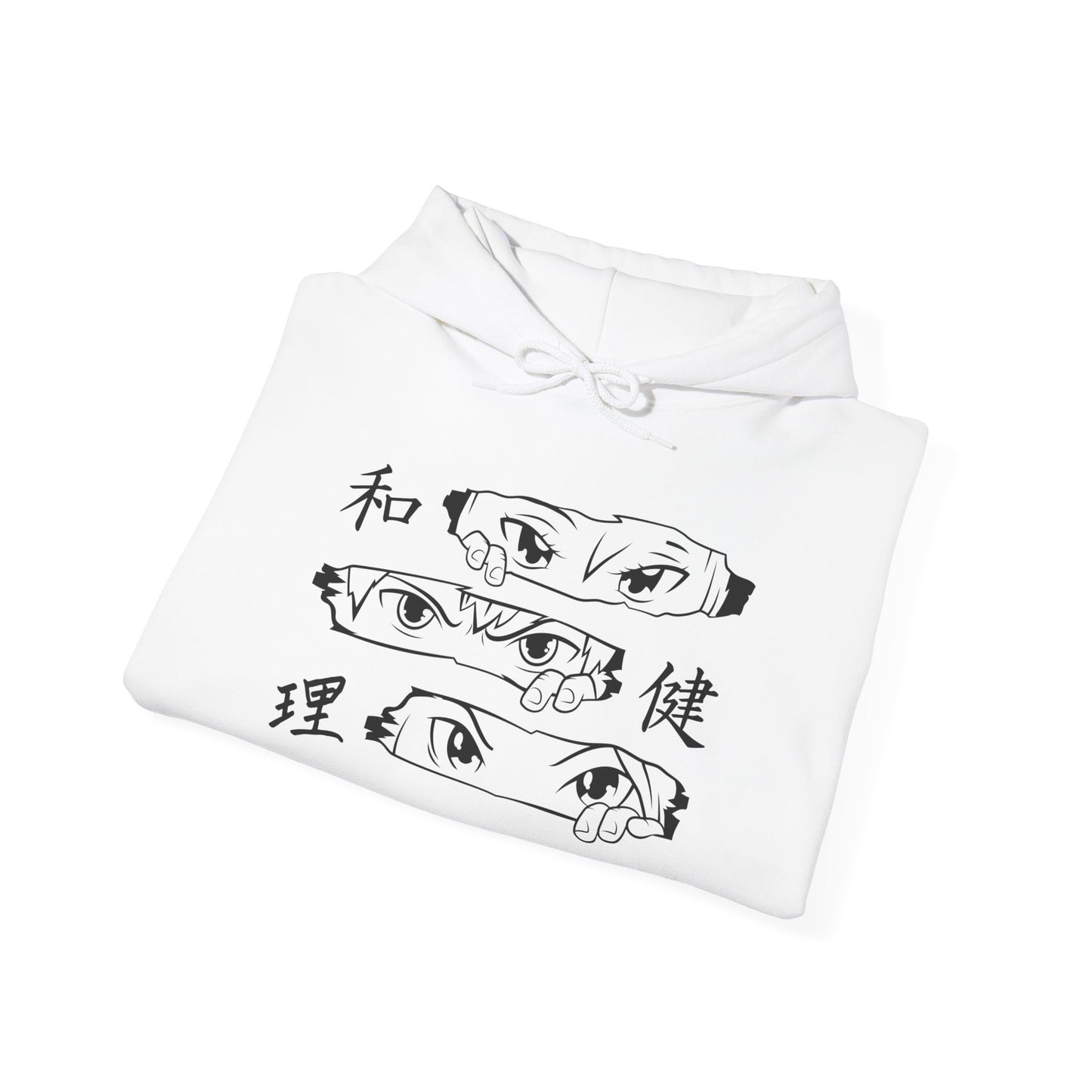 DORS —Unisex Anime Eyes Hoodie  —Minimal Monochrome Japanese Kanji Streetwear